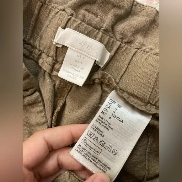 H+M linen blend tan p high waisted pants - Picture 5 of 5